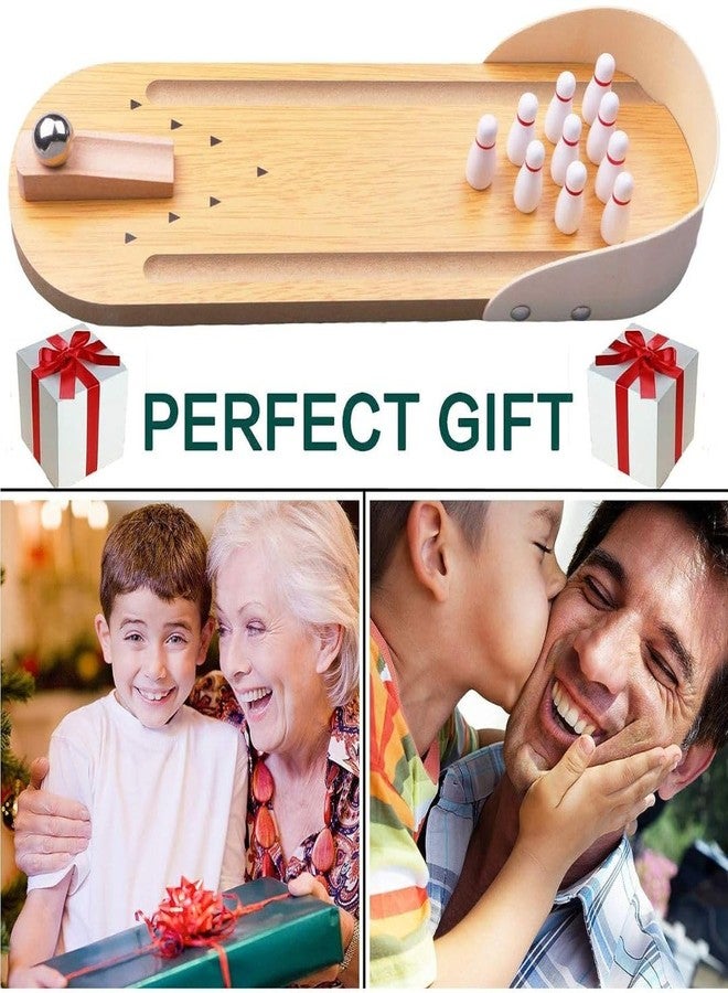 Little Mind Wooden Mini Bowling Game for Kids & Family - Tabletop Skittle Bowling Set with Steel Ball, Classic Indoor Wooden Game Toy, Improves Hand Eye Coordination, Focus & Fun Play for Children 3+ - Image 5